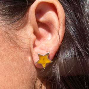 Butter Amber Star Earrings