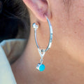 Sterling Silver Hoops with Turquoise Charms