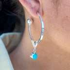 Sterling Silver Hoops with Turquoise Charms