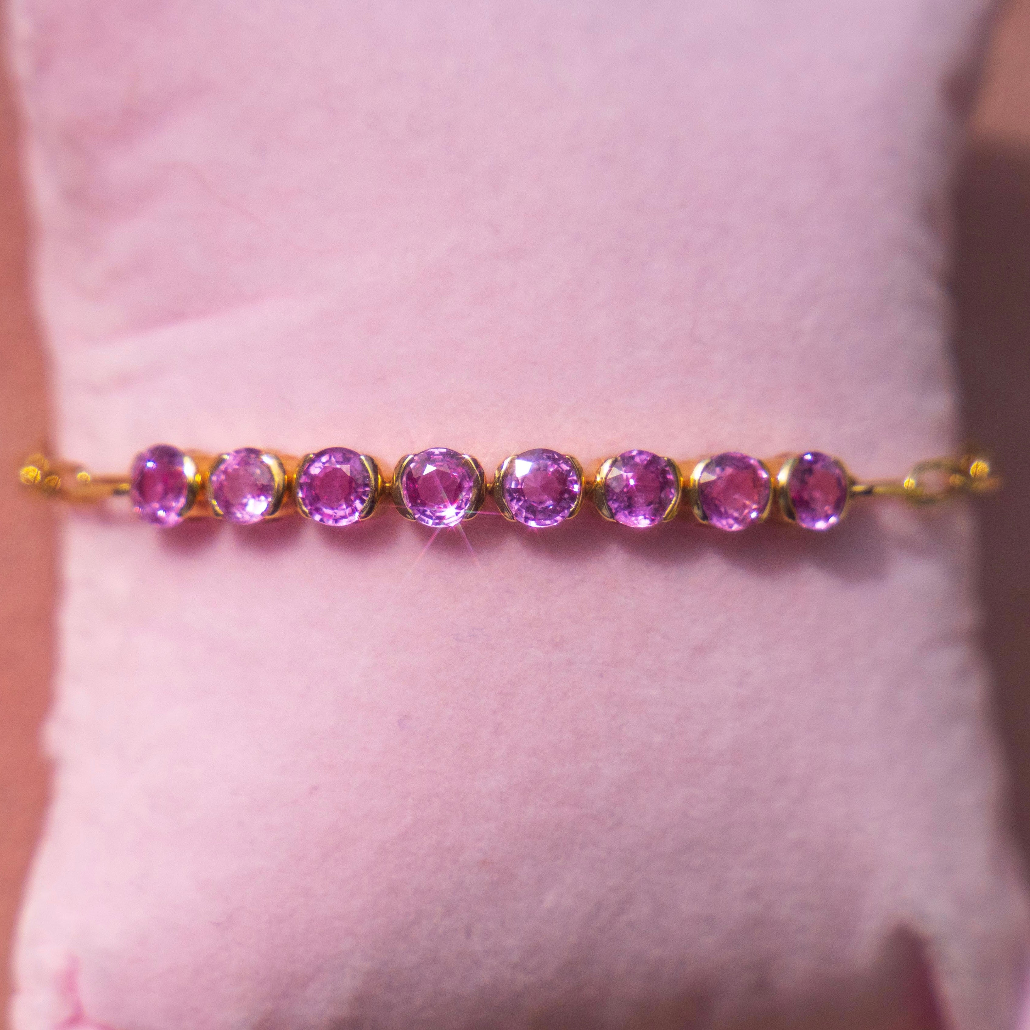 14k Pink Sapphire Link Bracelet