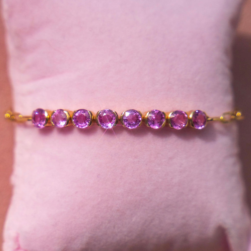 14k Pink Sapphire Link Bracelet