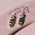 Tourmaline, Rainbow Moonstone + Chrome Diopside Earrings