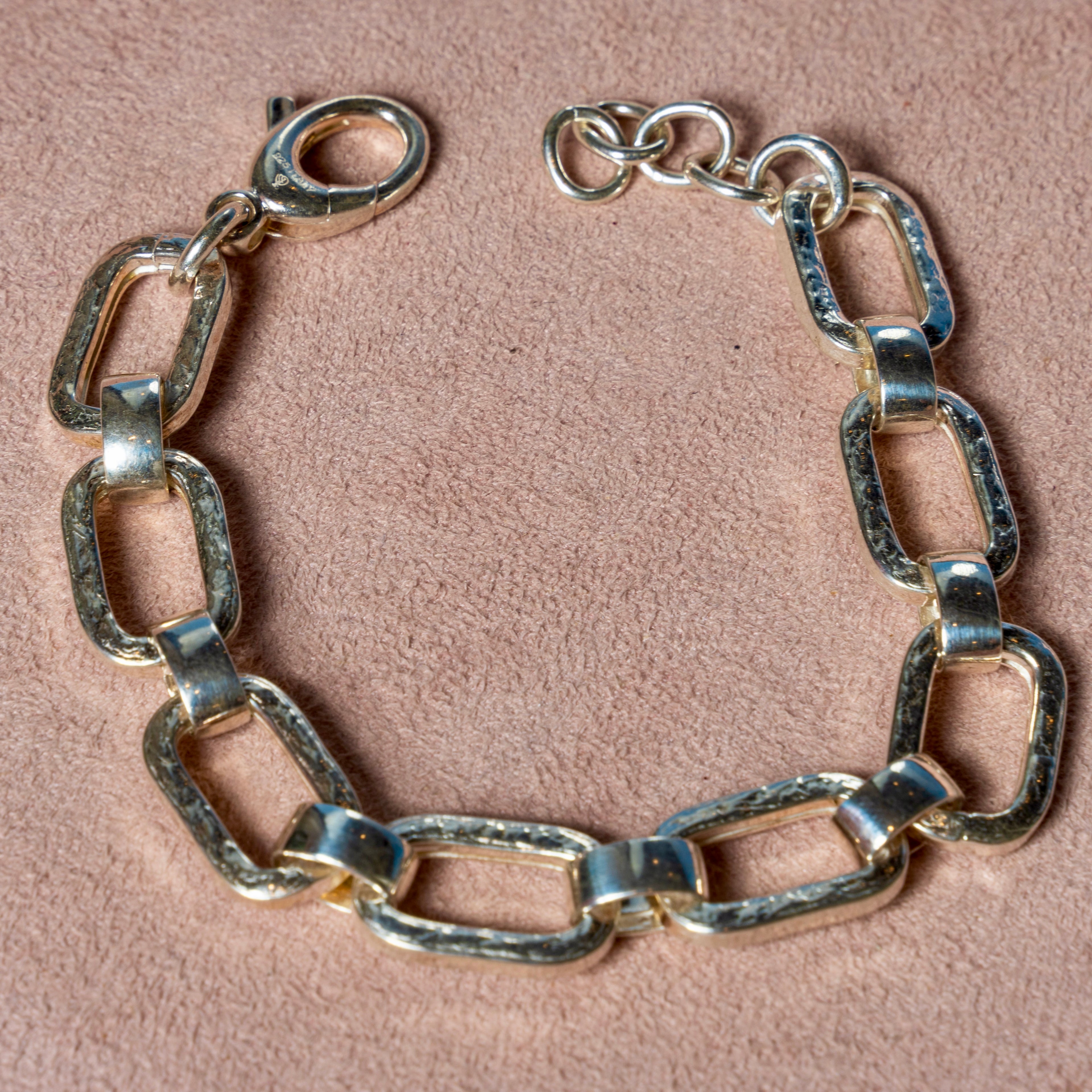 Sterling Silver Rectangular Link Bracelet