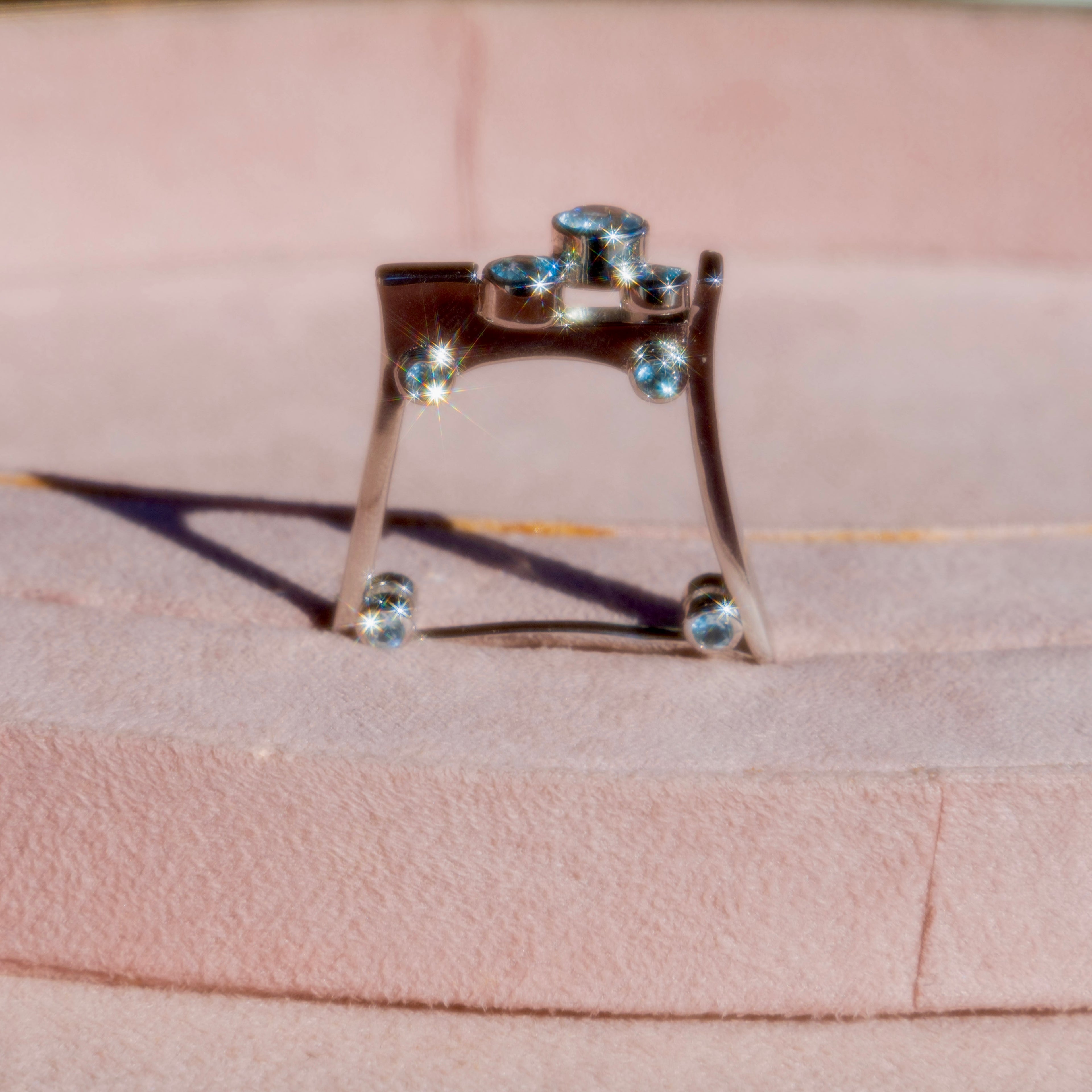 Sterling Silver Blue Topaz Square Lego Ring