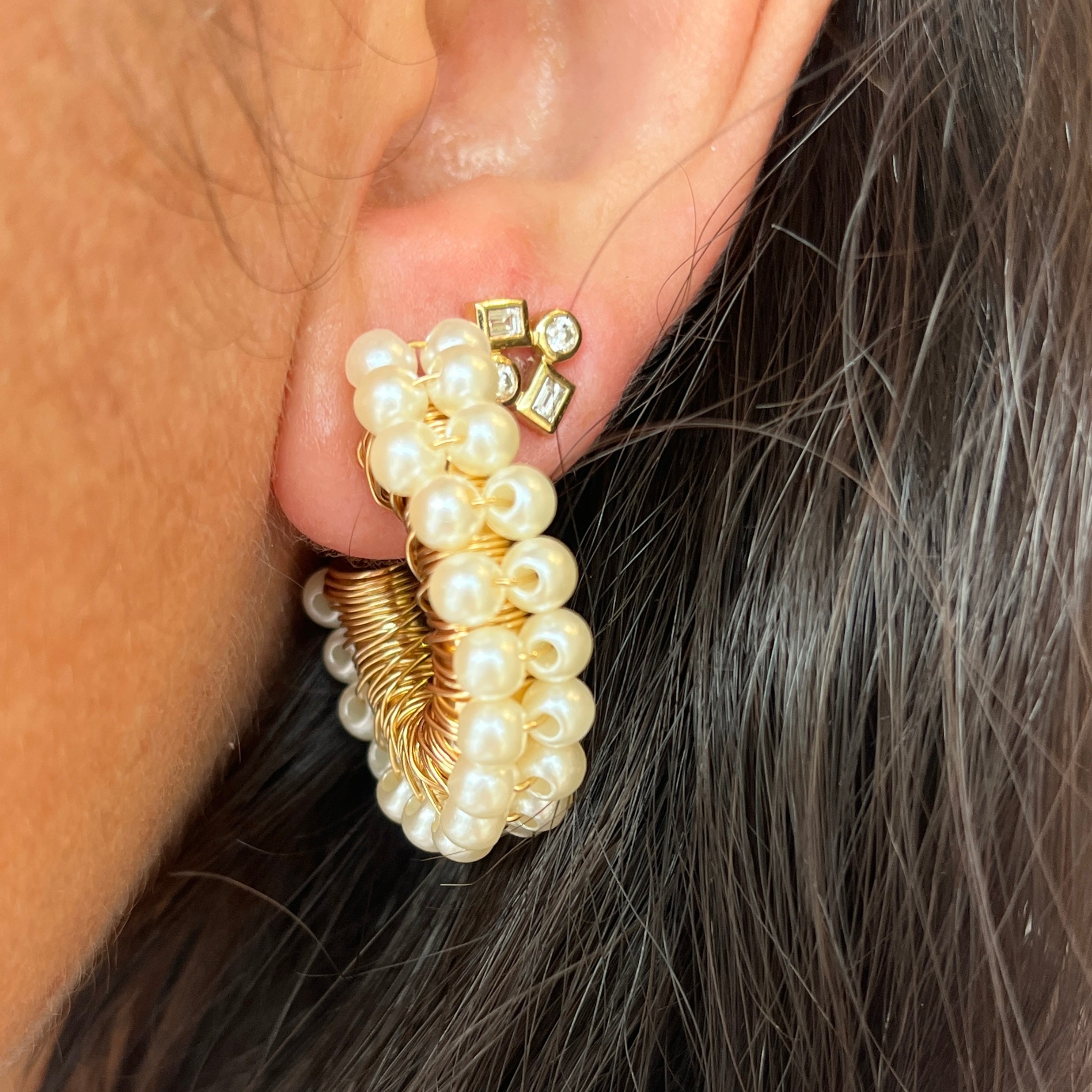 Pearl Crochet Hoops