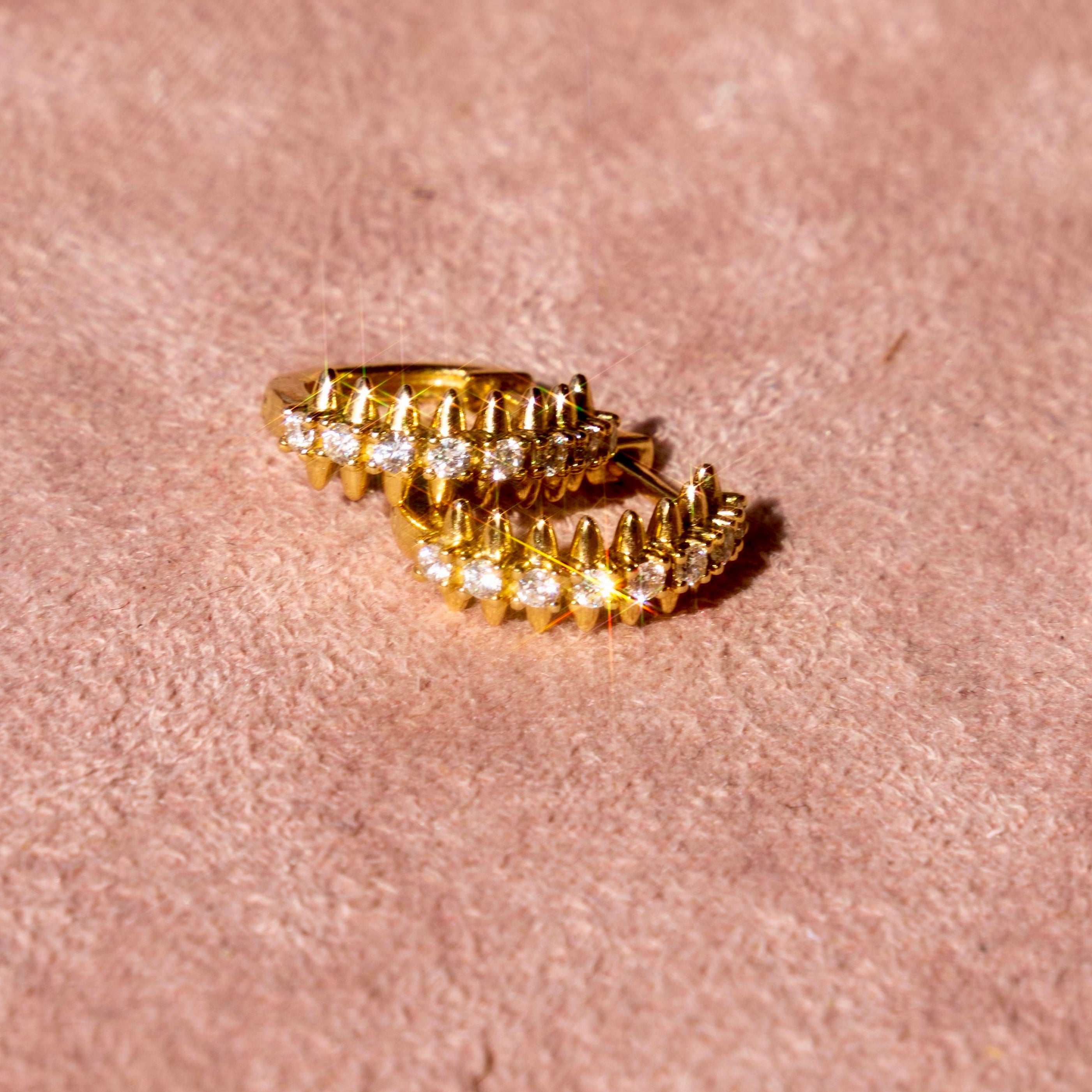 14k Diamond Spike Huggies