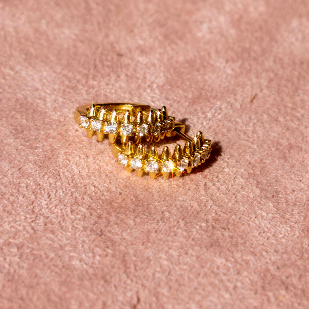 14k Diamond Spike Huggies