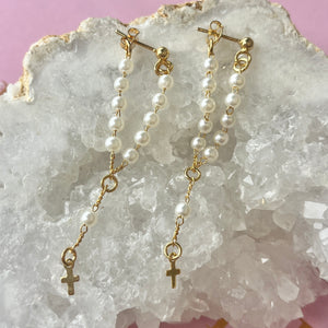 Pearl Rosary Earrings