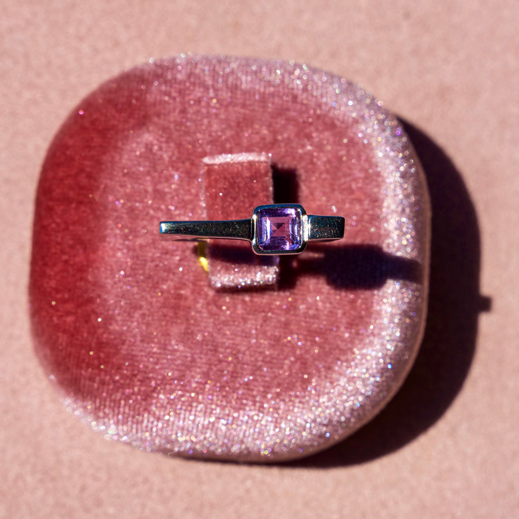 Amethyst Square Stacker Ring