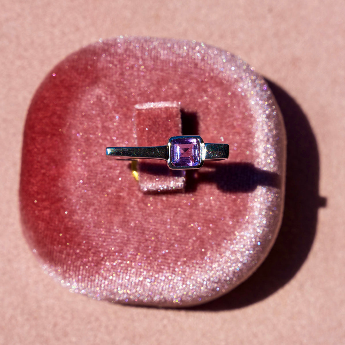 Amethyst Square Stacker Ring
