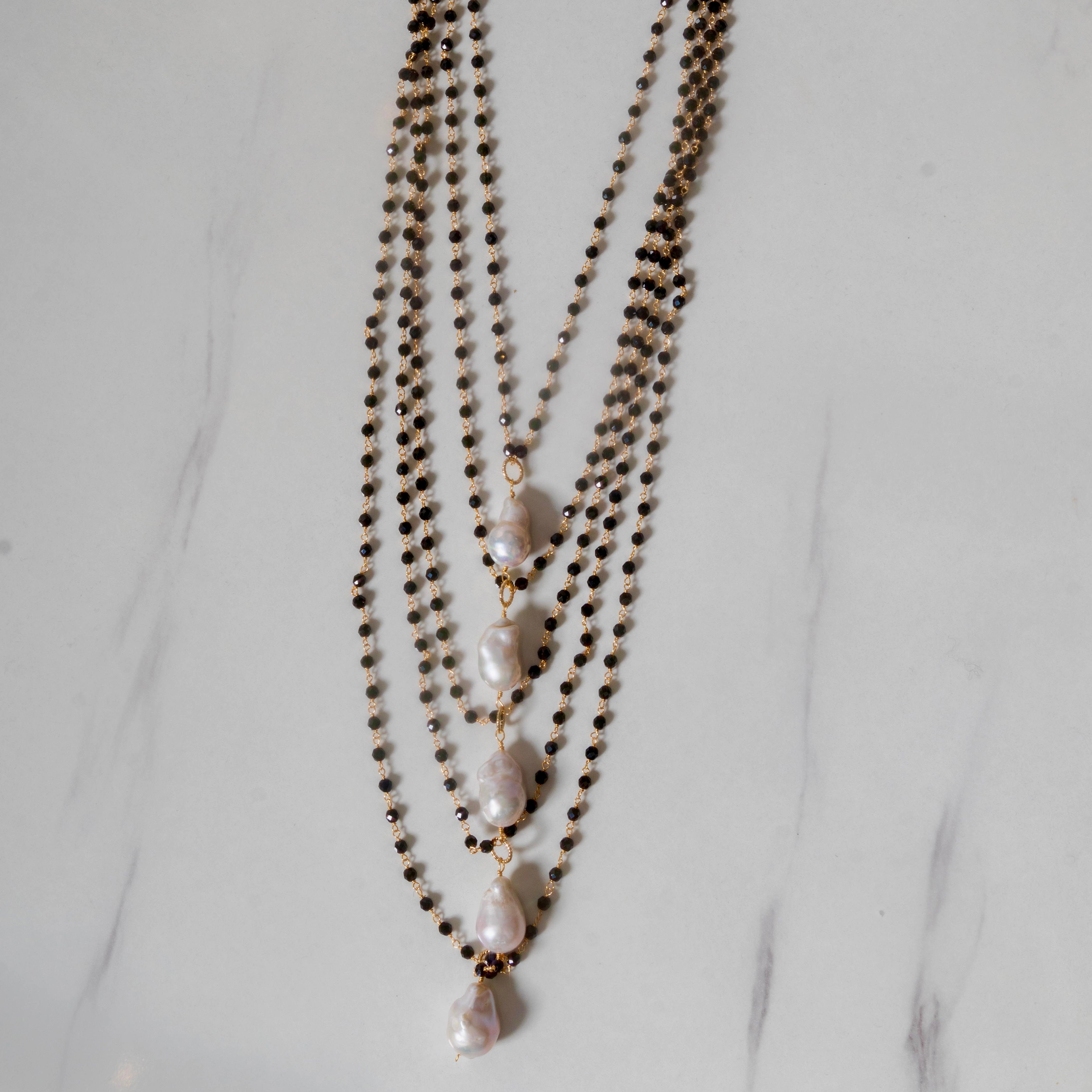 Black Spinel 5 Strand Necklace