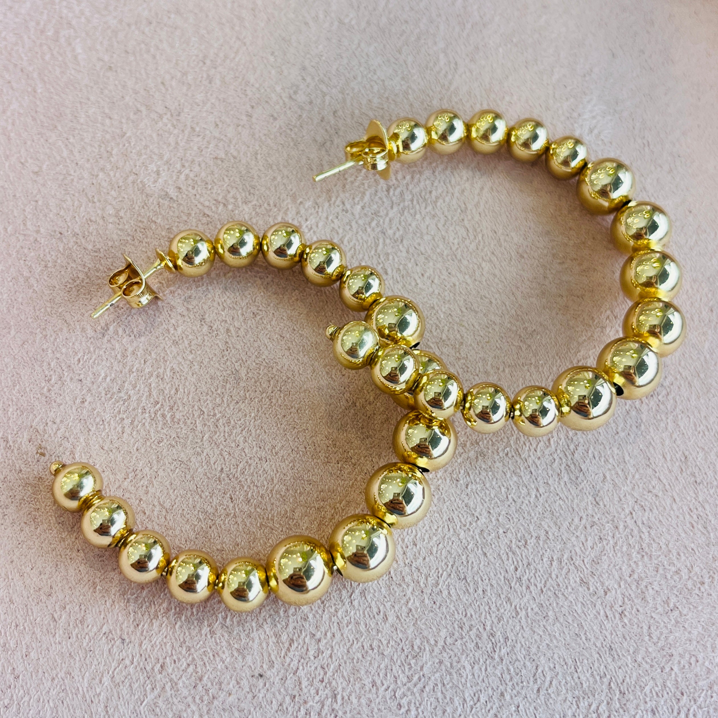 Gold Beaded Chunky Hoop