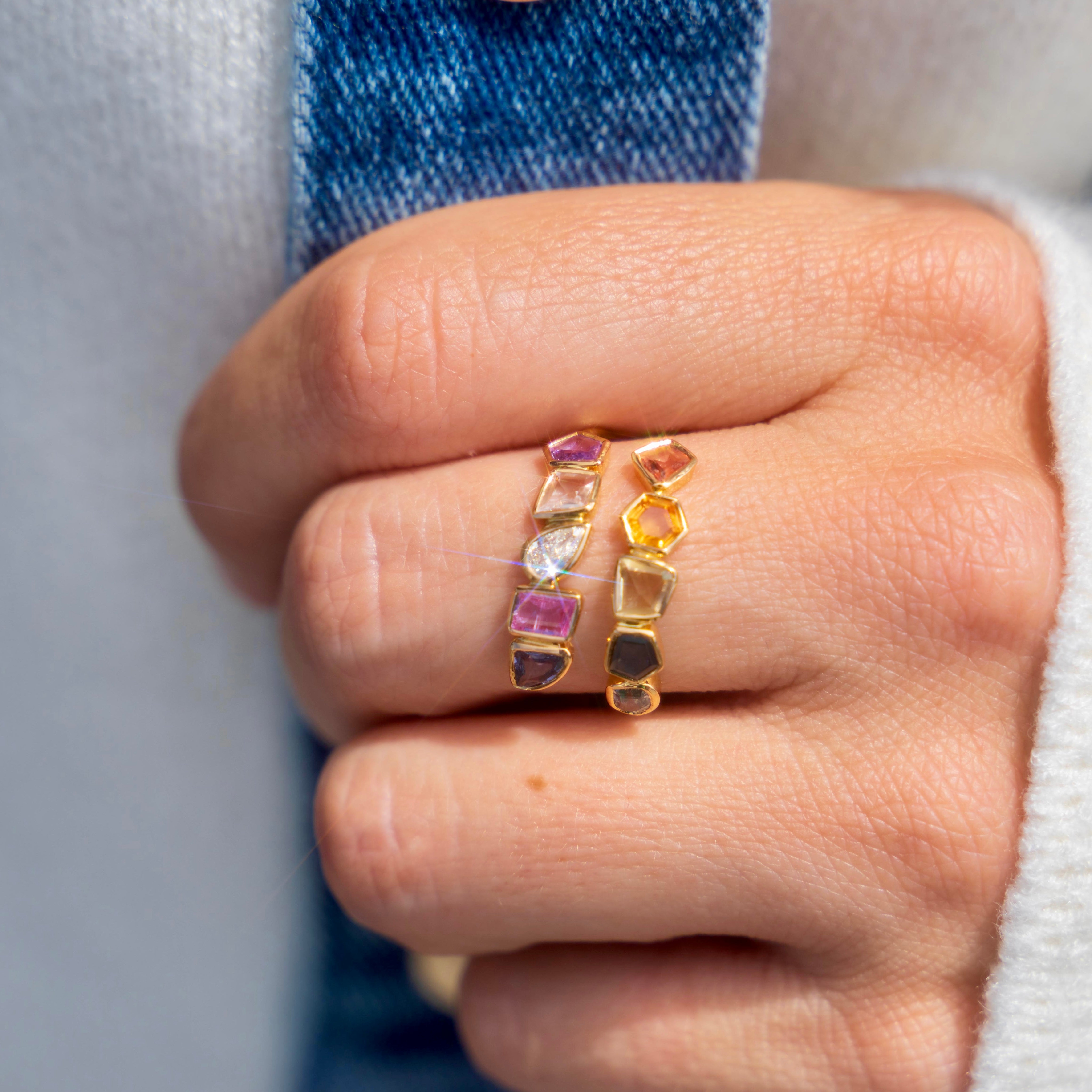 18k Sapphire + Diamond Wrap Around Ring