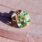 Green Amethyst, Rainbow Moonstone, + Tourmaline Ring