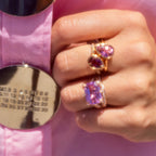 18k Rose Gold Kunzite + Diamond Ring