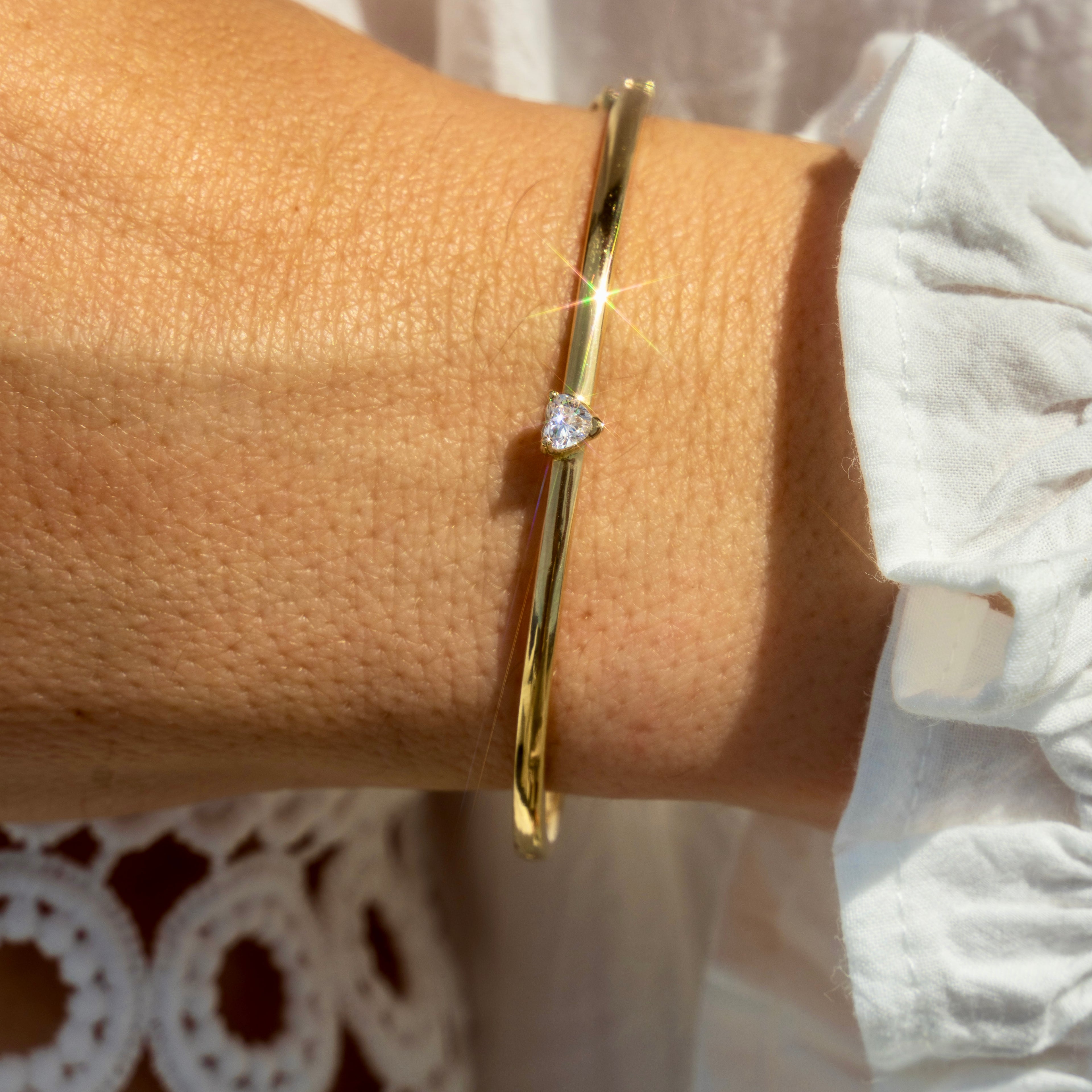 14k Diamond Heart Bangle