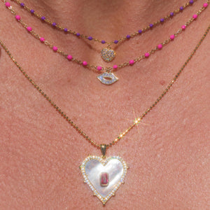 Purple Enamel Heart Necklace