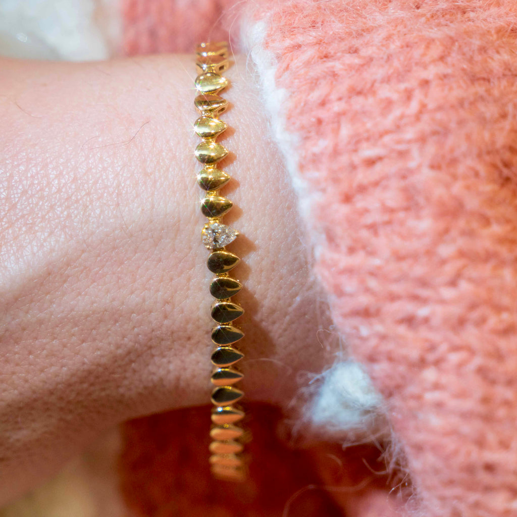 14k Pear Diamond Tennis Bracelet