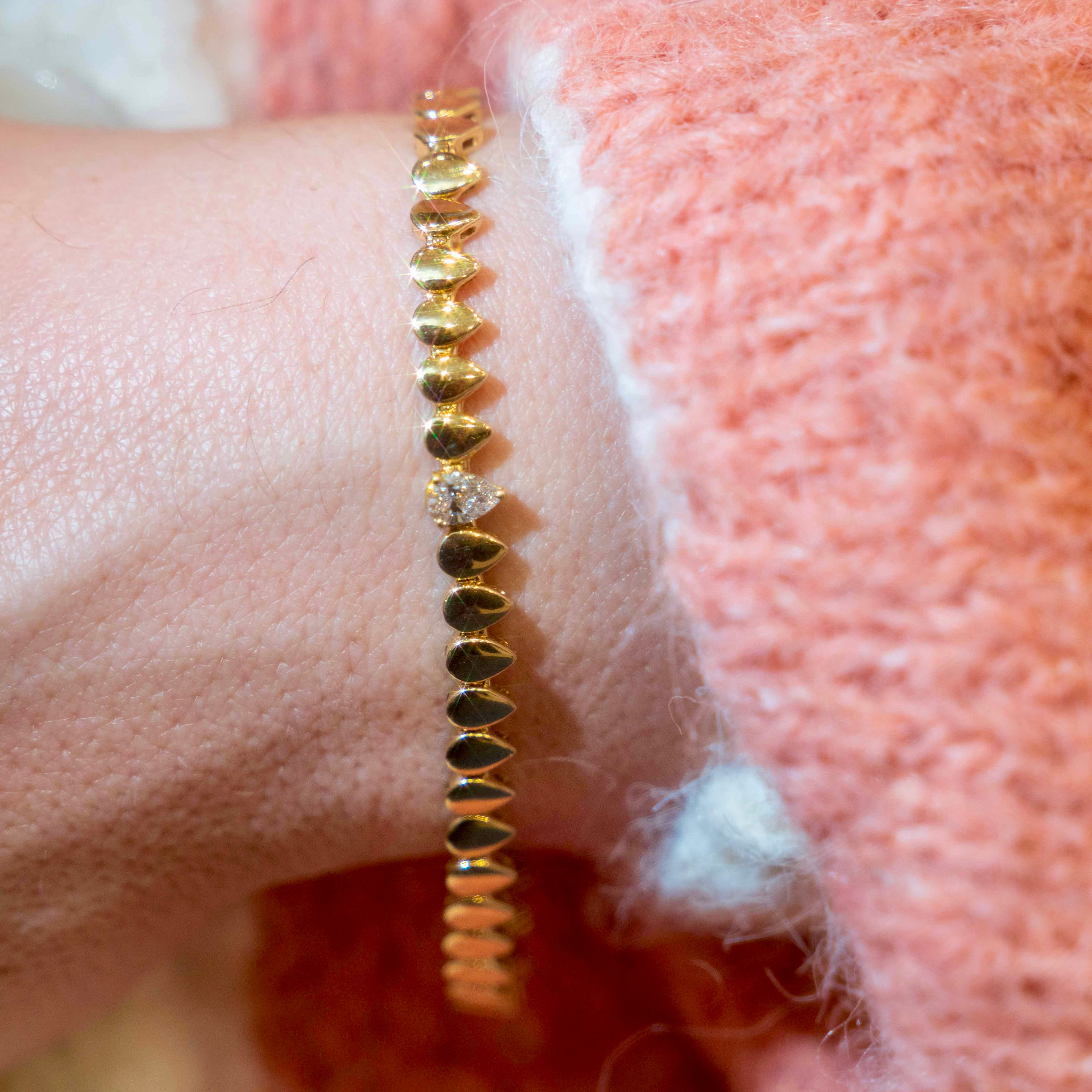 14k Pear Diamond Tennis Bracelet