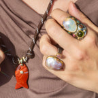 Freshwater Pearl Ring with Multicolored Tourmalines