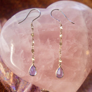 18k Drilled Diamonds + Tanzanite Earrings