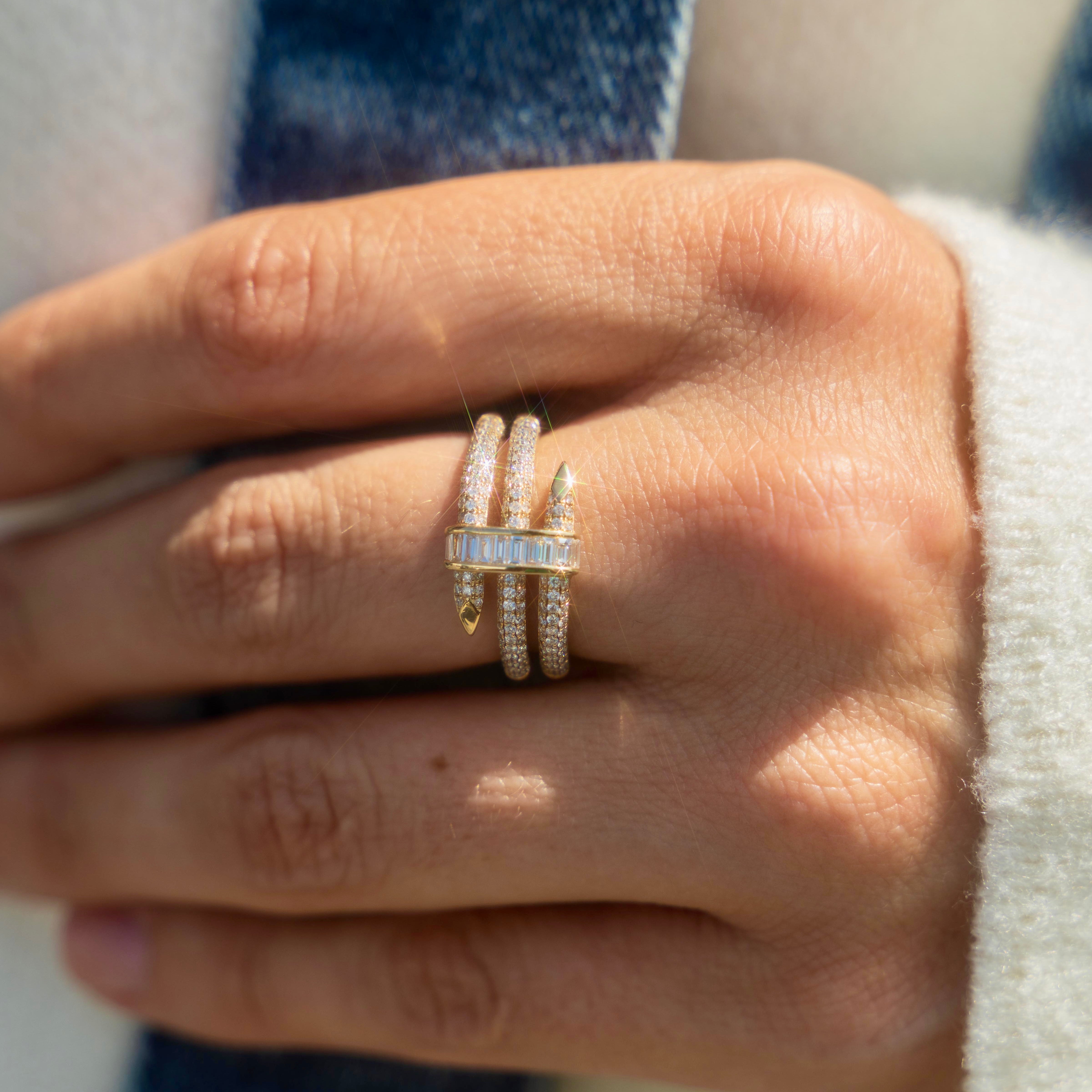 14k Diamond Spear Ring