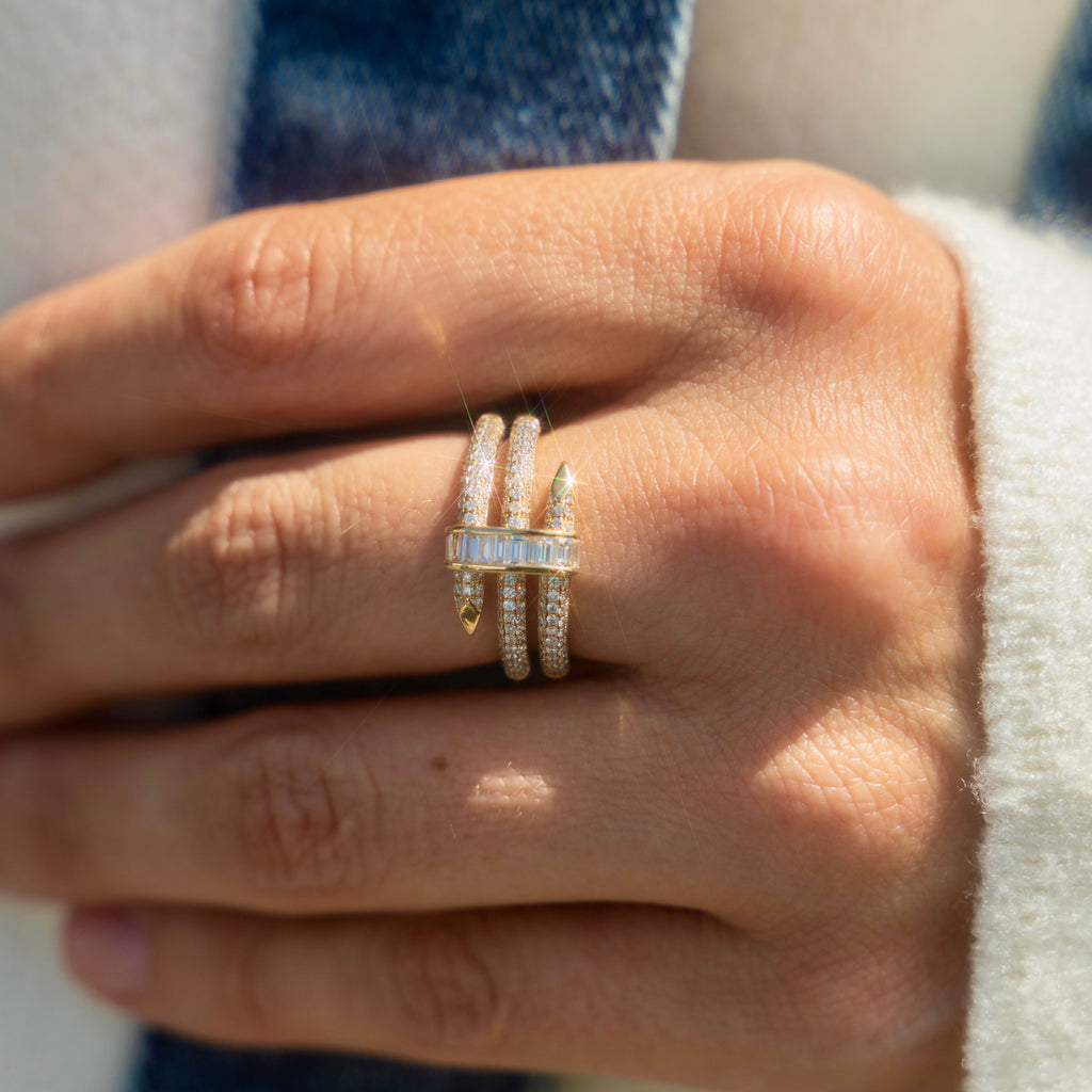 14k Diamond Spear Ring