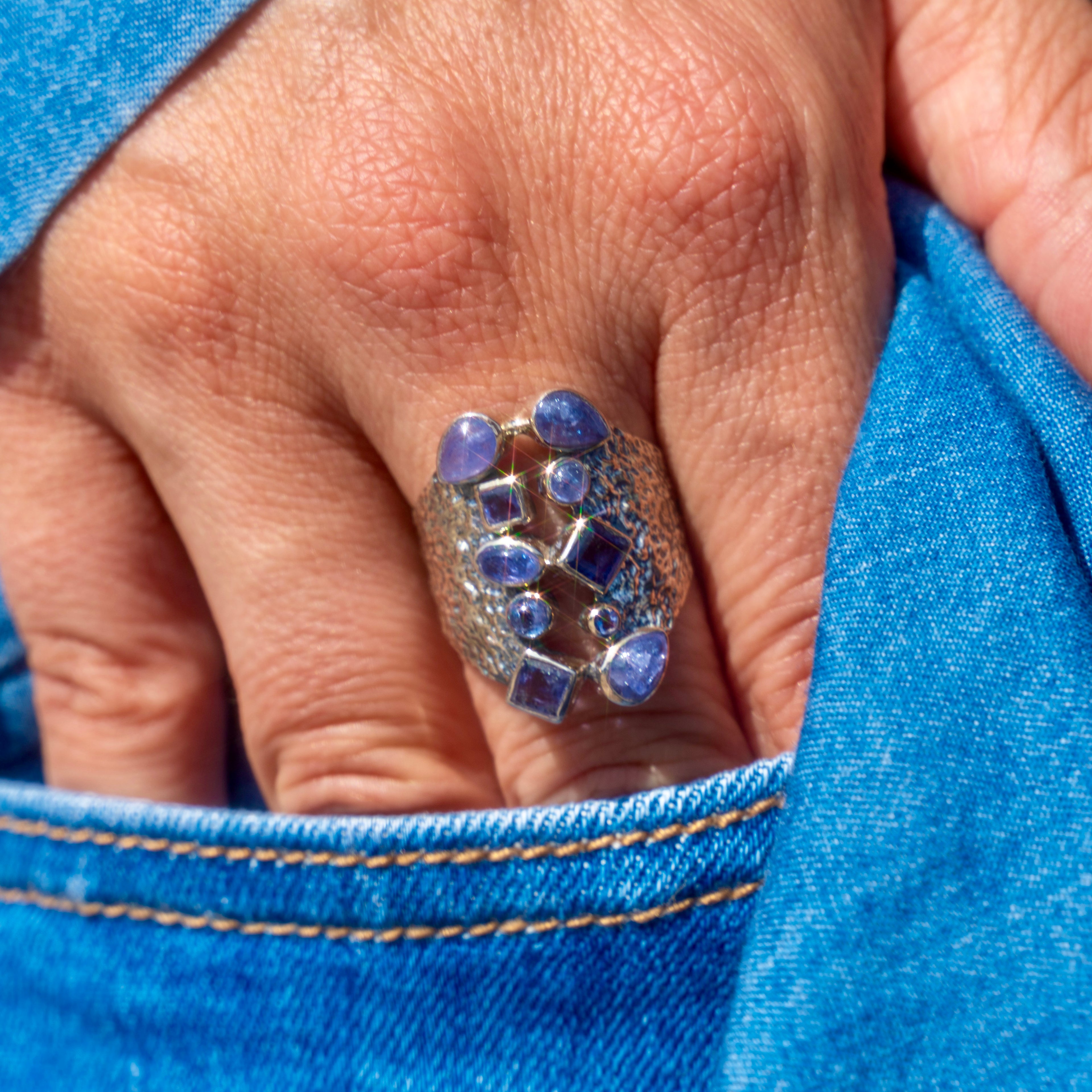 Sterling Silver Mixed Shape Tanzanite Ring