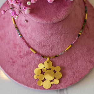 Tourmaline + Gold Cluster Necklace