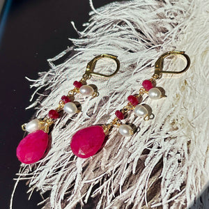 Ruby + Freshwater Pearl Earrings