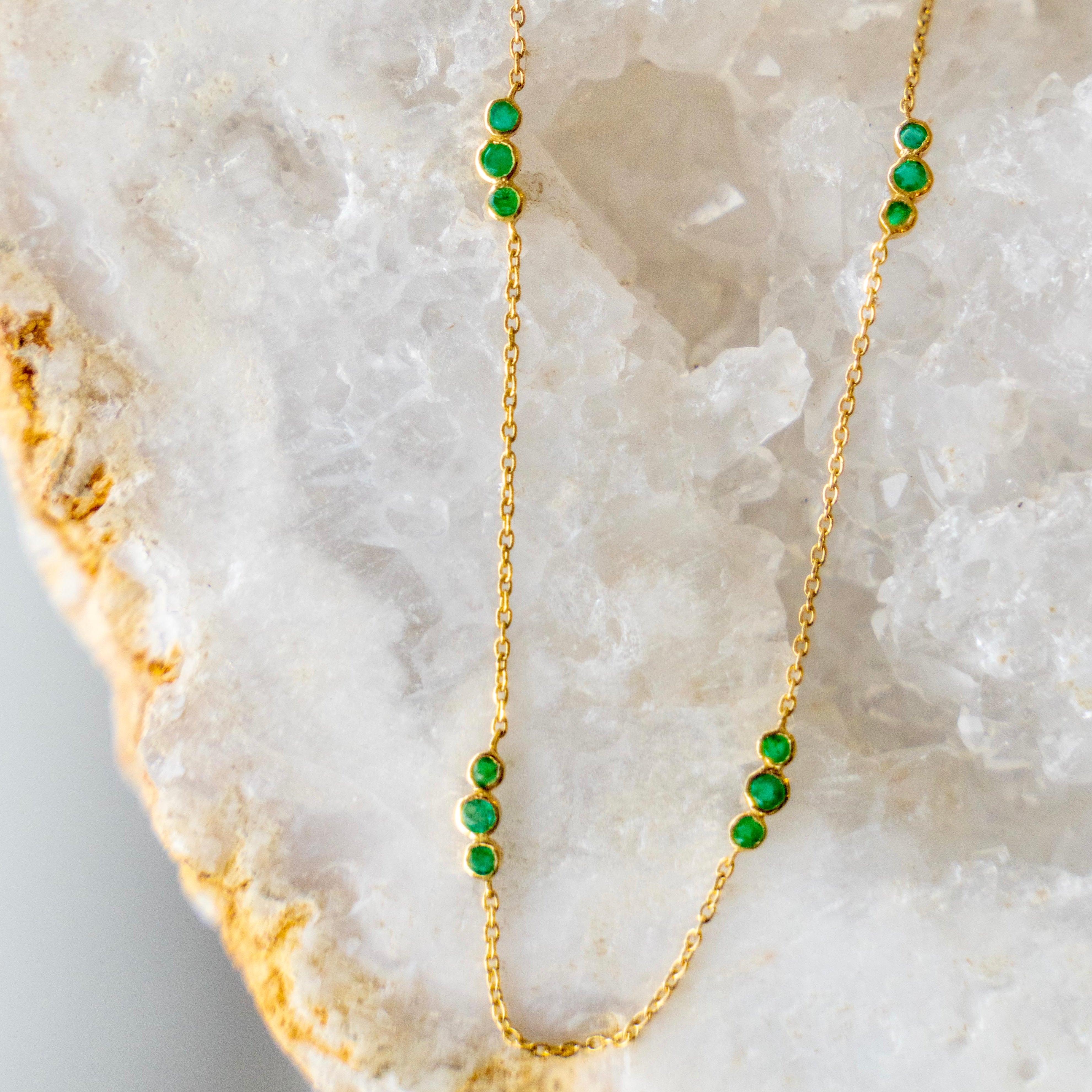 14k Emerald By The Yard Necklace
