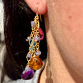 Amethyst, Madeira Citrine, Blue Topaz, Rubellite, + Tanzanite Earrings