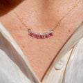 14k Pink Sapphire + Diamond Bar Necklace