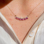 14k Pink Sapphire + Diamond Bar Necklace