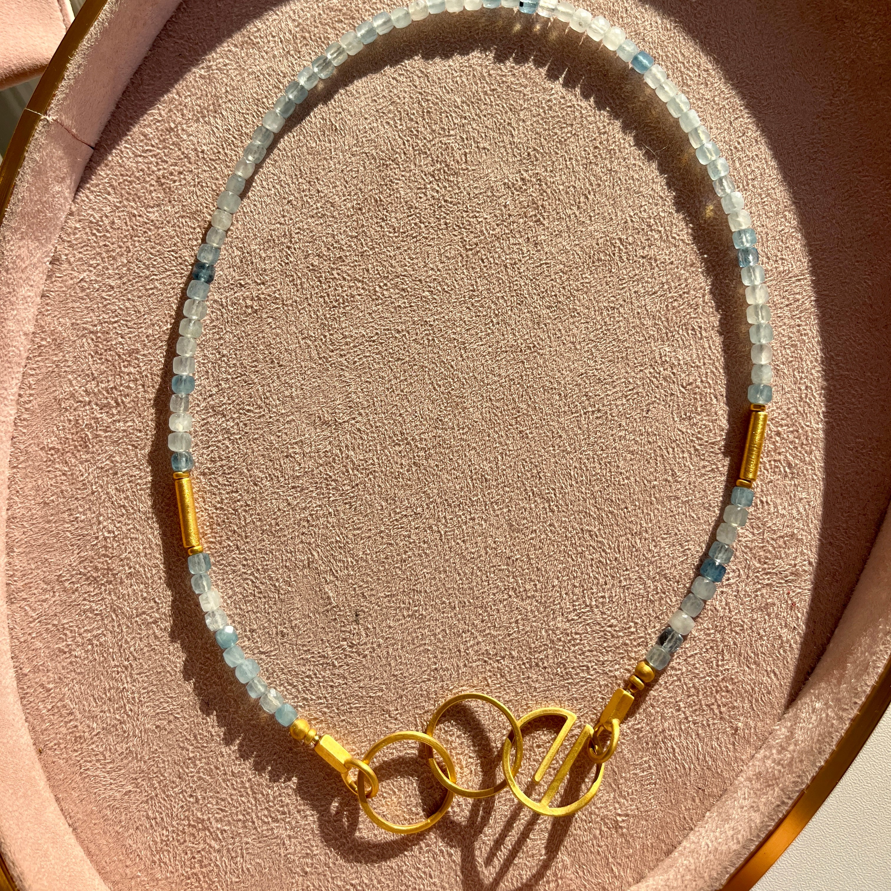 Aquamarine + Gold Clasp Necklace