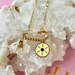 Hang Loose + Compass Pearl Necklace