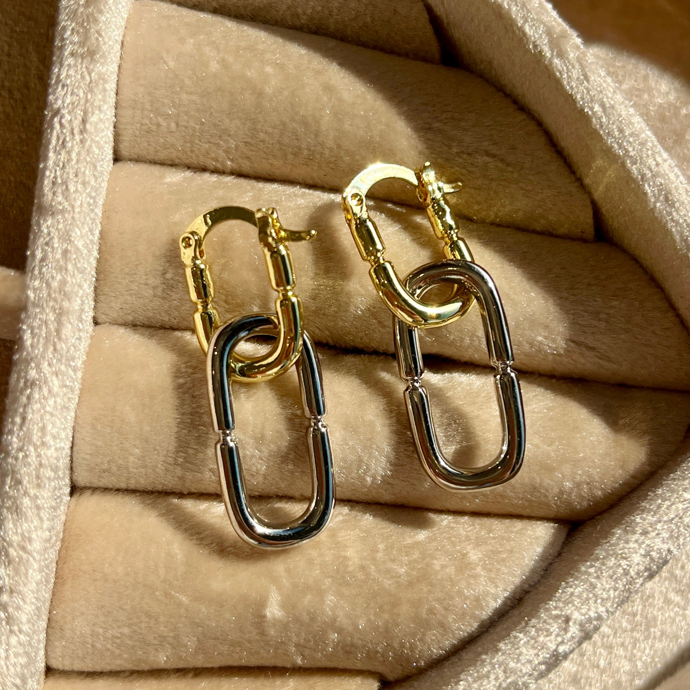 Two Tone Double Link Earrings