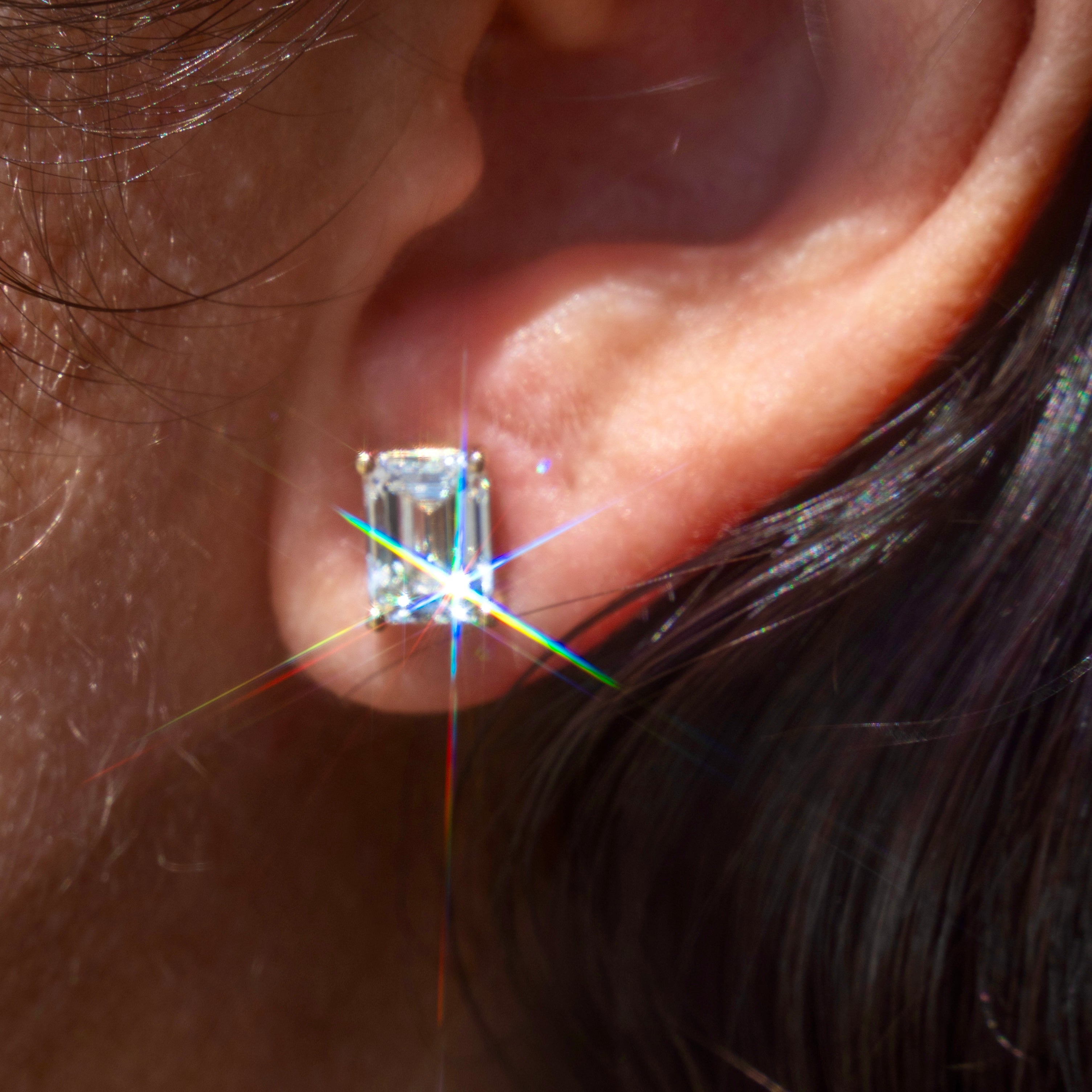 14k Lab Grown 1.5 Carat Lab Grown Emerald Cut Studs