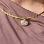 Gold Omega with Large Oval Charm