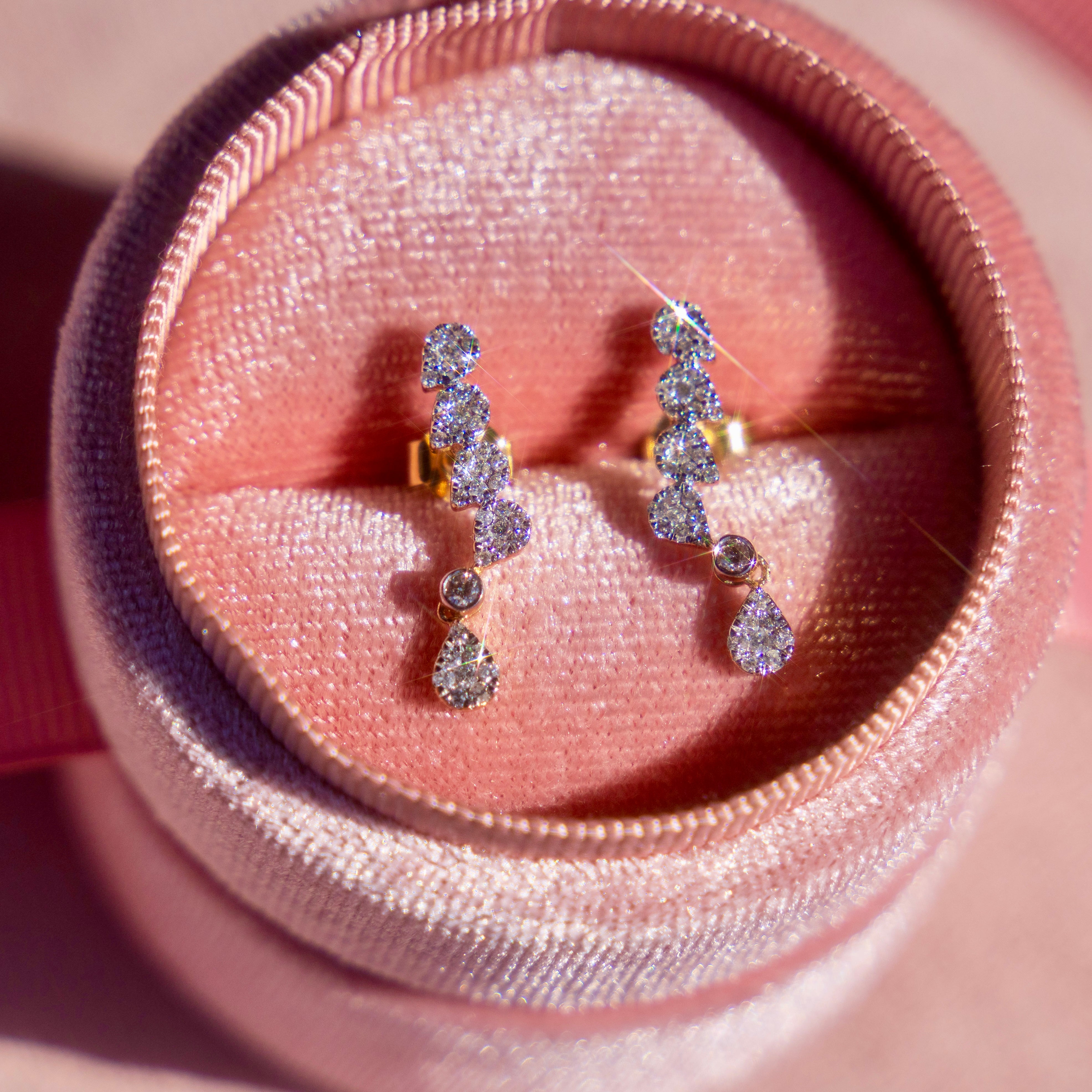 14k Diamond Pear Waterfall Earrings