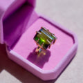 14k Green Tourmaline + Diamond Ring
