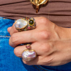 Freshwater Pearl Ring with Multicolored Tourmalines