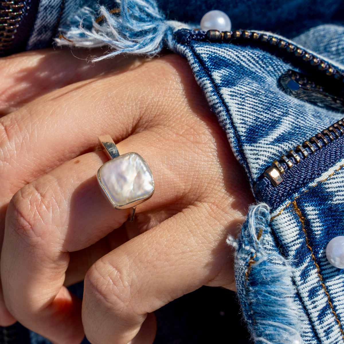 Freshwater Pearl Square Ring