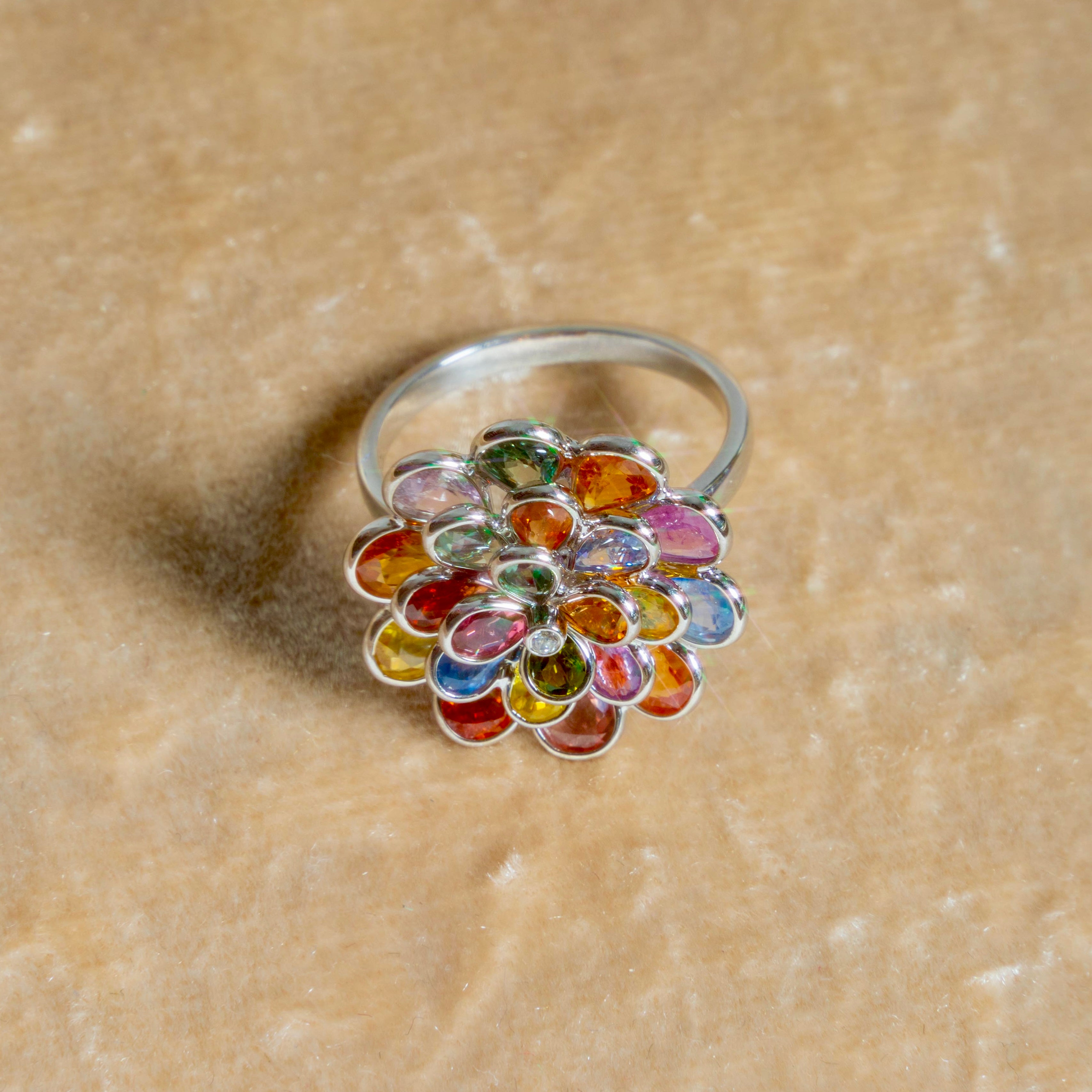 Multicolored Sapphire Floral Ring