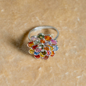 Multicolored Sapphire Floral Ring
