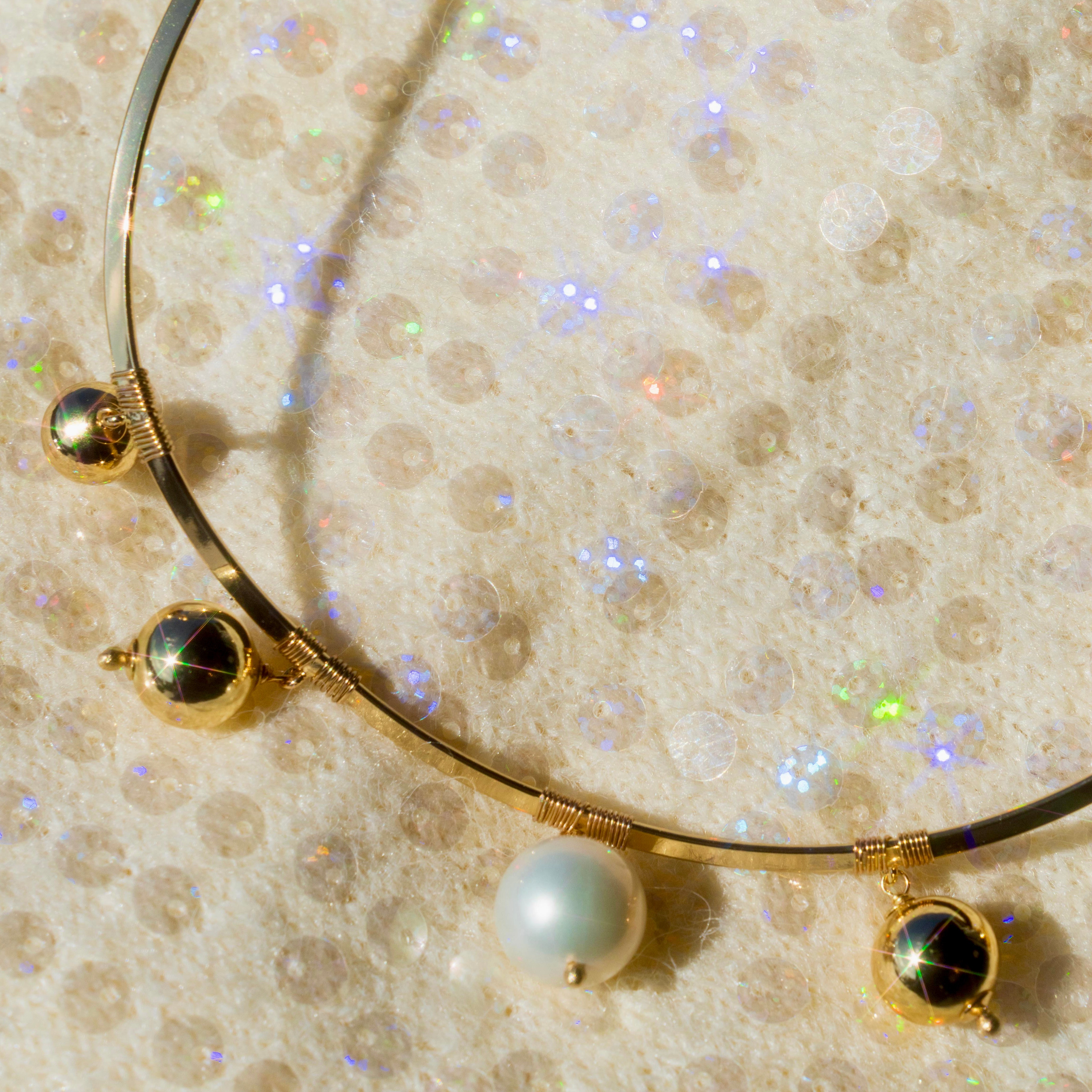 Pearl + Gold Ball Choker