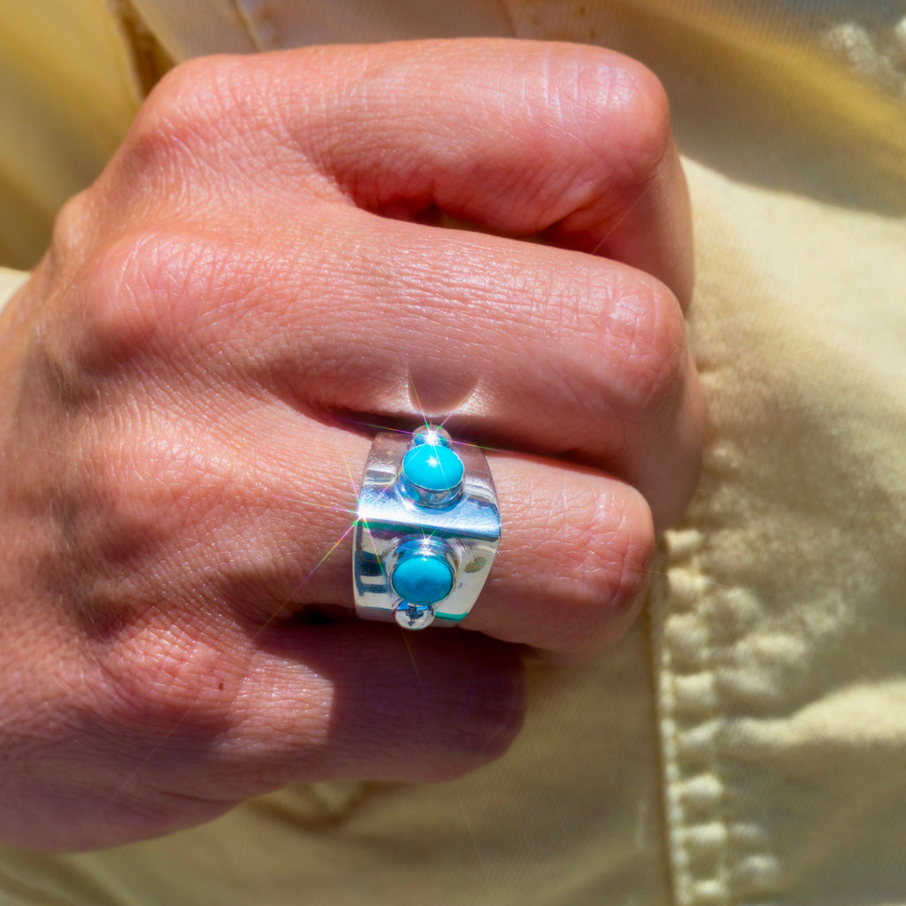 Sterling Silver + Turquoise Spiked Ring