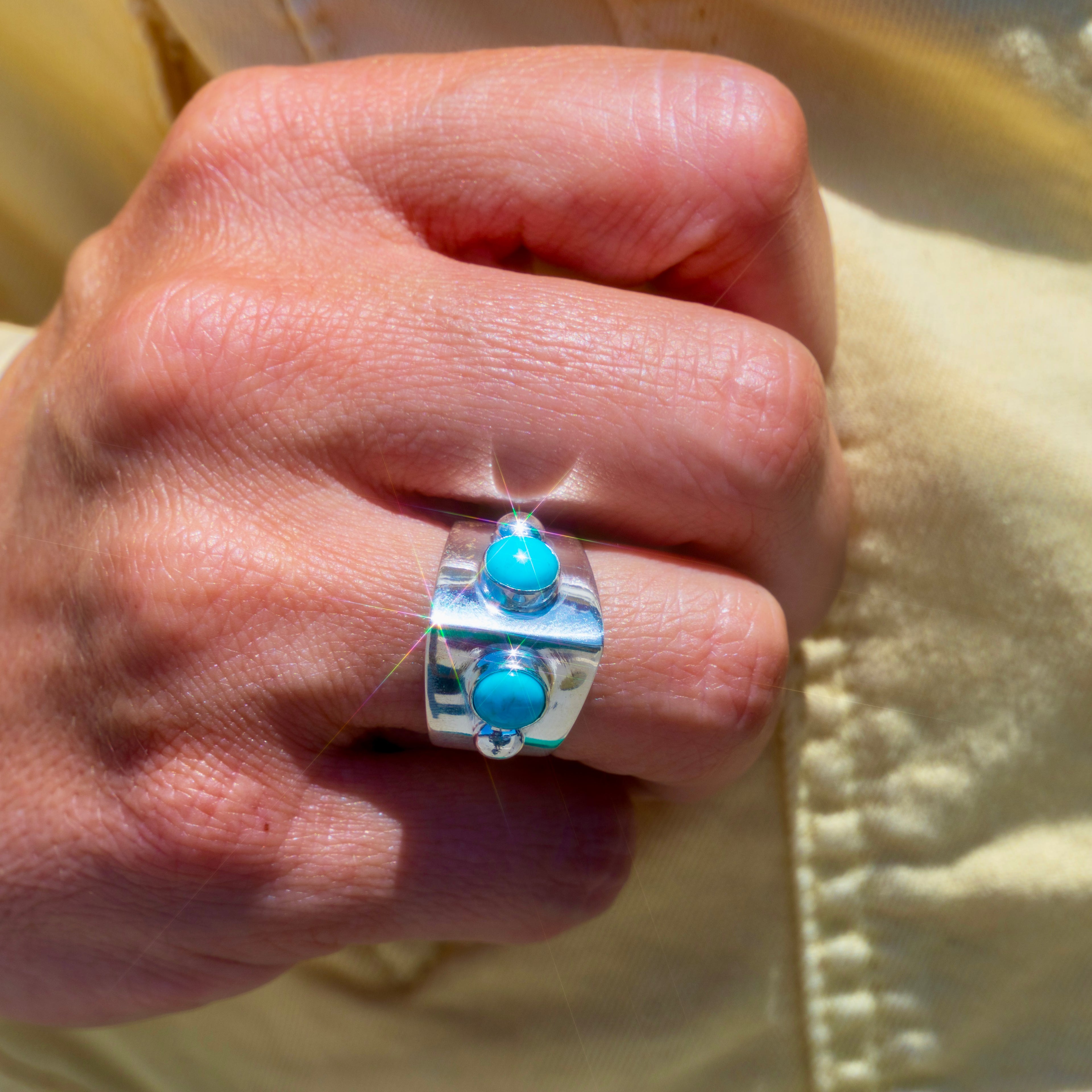 Sterling Silver + Turquoise Spiked Ring