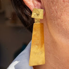 Geometric Brushed Gold Statement Earrings