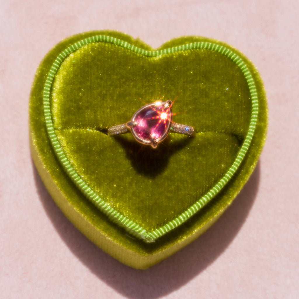 18k Rose Gold Pink Tourmaline + Diamond Ring
